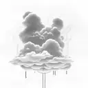 cloud and rain with black sketch and letter if tattoo design idea
