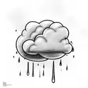 cloud and rain with black sketch and letter if tattoo design idea