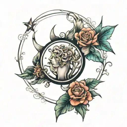 mixture between urban core, maximalist, and baroque aesthetics  tattoo design idea