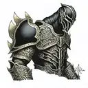 black warrior armor with glitter tattoo design idea