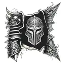 black warrior armor with glitter tattoo design idea