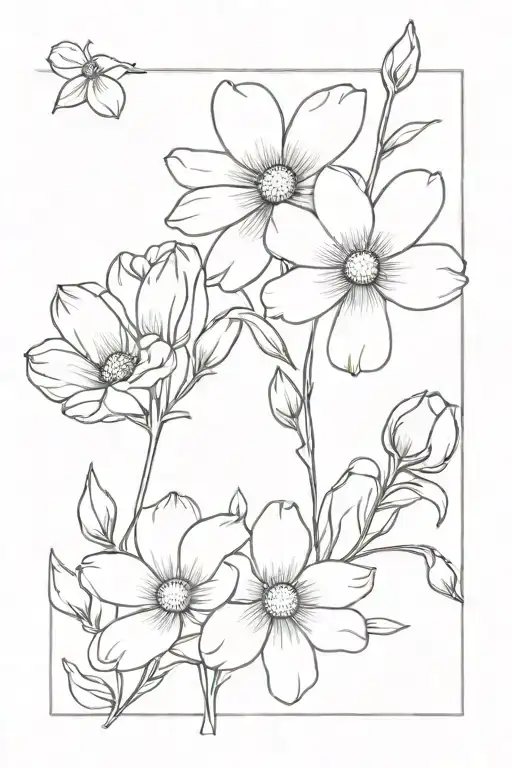 daisy and sweet pea flower tattoo design idea