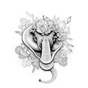 Brontosaurus with flower crown tattoo design idea