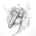 Brontosaurus with flower crown tattoo design idea