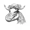 Brontosaurus with flower crown tattoo design idea