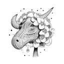Brontosaurus with flower crown tattoo design idea
