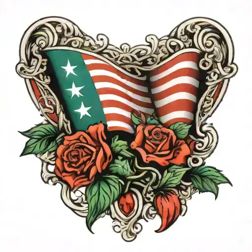 American italian Hungarian flag intertwined tattoo design idea