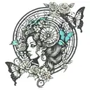 butterflies flowers dream catcher entanglement medusa  tattoo design idea