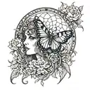 butterflies flowers dream catcher entanglement medusa  tattoo design idea