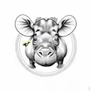 hippopotamus with carnation tattoo design idea