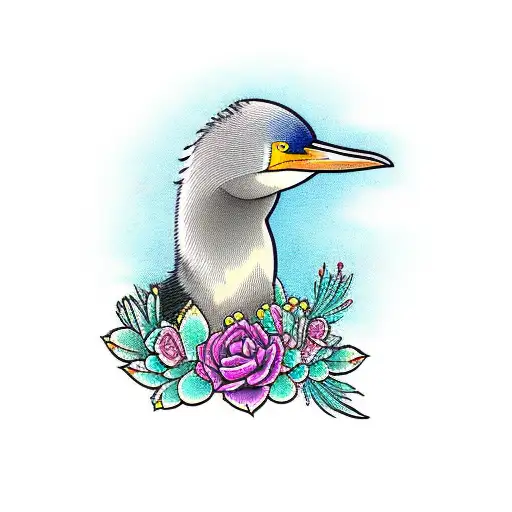 cormorant on a cactus tattoo design idea