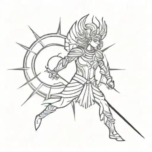 sun and divine power of karna armour design tattoo design idea
