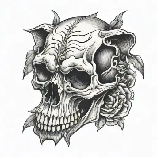 dog skull tattoo design idea