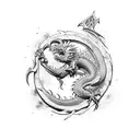 Guts wielding the Dragon Slayer sword in a fierce battle tattoo design idea
