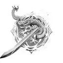 Guts wielding the Dragon Slayer sword in a fierce battle tattoo design idea