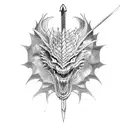 Guts wielding the Dragon Slayer sword in a fierce battle tattoo design idea