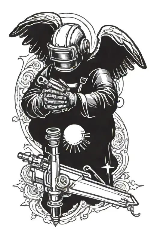 Welder Angel Cross tattoo design idea