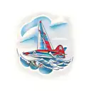  sea airplane mountain ski tattoo design idea