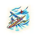  sea airplane mountain ski tattoo design idea
