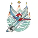  sea airplane mountain ski tattoo design idea