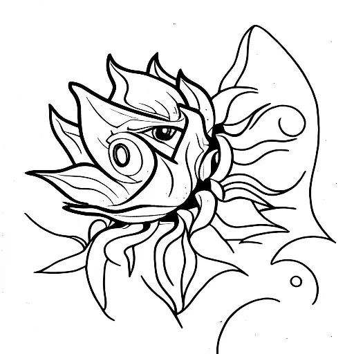 A minimalistic tattoo of a Jurassic Park logo with a sunflower incorporated in the design. tattoo design idea