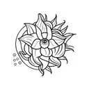 A minimalistic tattoo of a Jurassic Park logo with a sunflower incorporated in the design. tattoo design idea