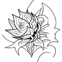A minimalistic tattoo of a Jurassic Park logo with a sunflower incorporated in the design. tattoo design idea