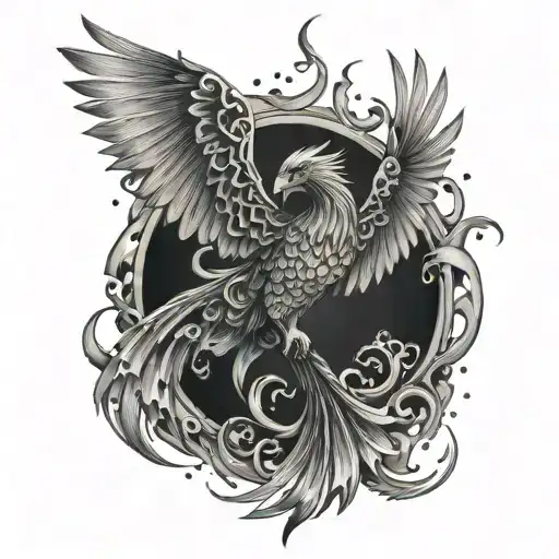 phoenix breaking from shackles tattoo design idea