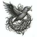 phoenix breaking from shackles tattoo design idea