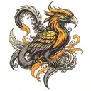 Phoenix breaking from shackles tattoo design idea