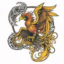 Phoenix breaking from shackles tattoo design idea