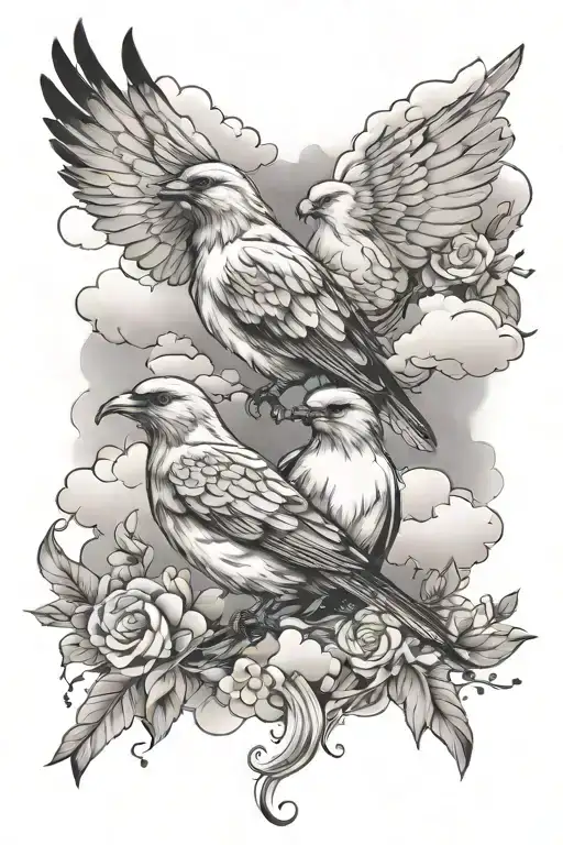nature birds clouds holding onto something angelic something tattoo design idea