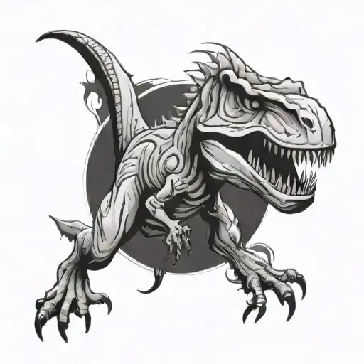 small cartons trex tattoo design idea
