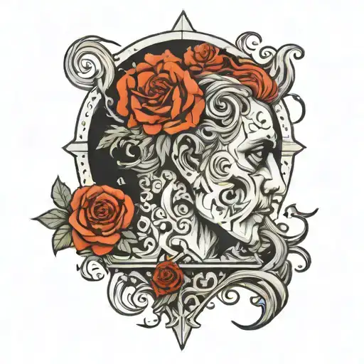 Show me a frontal neck tattoo for man inspired in my zodiacal symbol, geminis, something that express in the left SIDE t tattoo design idea