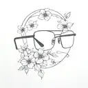 eyeglass with flowers ontop tattoo design idea