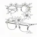 eyeglass with flowers ontop tattoo design idea