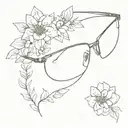 eyeglass with flowers ontop tattoo design idea