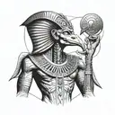 create a sketch of a tattoo of the Egyptian god Thoth based on pictures from Pinterest tattoo design idea
