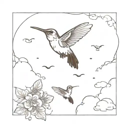 honey, chocolate, clouds, hummingbird  tattoo design idea