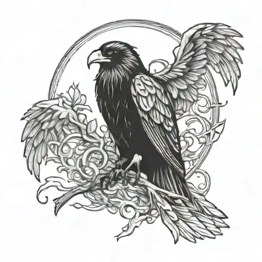 Odin and his ravens tattoo design idea