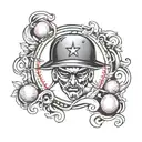 baseball seams around shoulder blades tattoo design idea