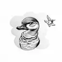 mother duck with two ducklings tattoo design idea