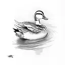 duck with two ducklings tattoo design idea