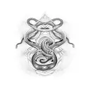 Cross With Three Headed snake tattoo design idea