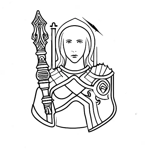 Joan of arc in full body armor  tattoo design idea