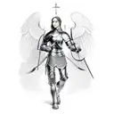Joan of arc in full body armor  tattoo design idea