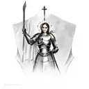 Joan of arc in full body armor  tattoo design idea