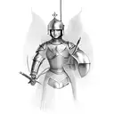 Joan of arc in full body armor  tattoo design idea