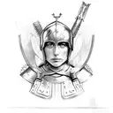 Joan of arc in full body armor  tattoo design idea