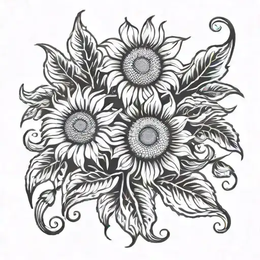 sun flowers growing in the sun black and white tattoo tattoo design idea